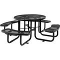 Global Equipment 46" Round Outdoor Steel Picnic Table, Expanded Metal, Black 277150BK
